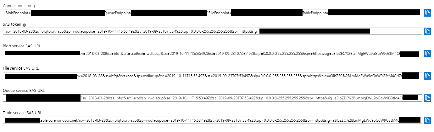 azure sas config