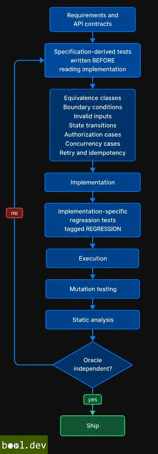 AI in the testing stage: inputs, AI role, controls, and human decision