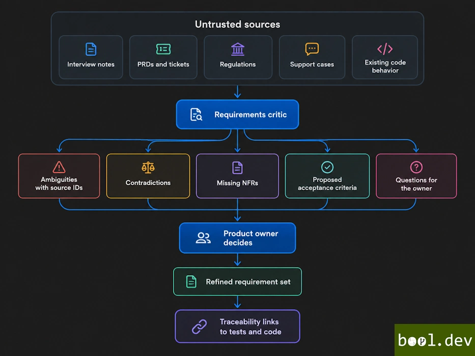 AI in the requirements stage: inputs, AI role, controls, and human decision