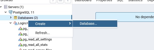 postgreSQL add db