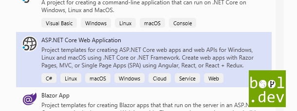 create asp.net core