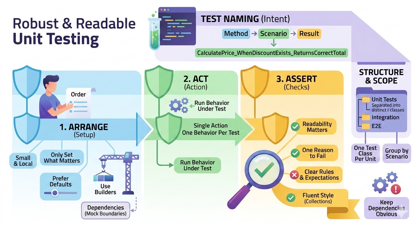 How do you structure tests for readability?