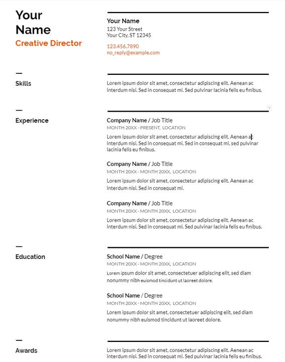 resume template