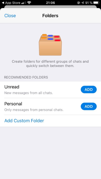 telegram chat folders